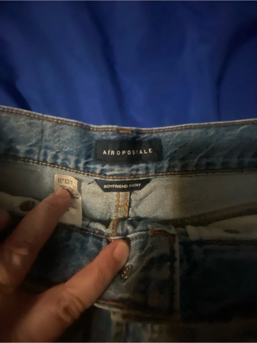 Aeropostale Light Blue Distressed High-Rise Denim Shorts - Picture 9 of 9